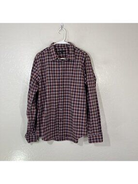 John Varvatos Shirt Mens Large Red Plaid Long Sleeve Button Up Lightweight Fall